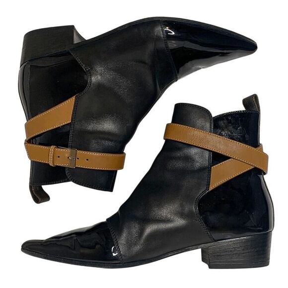 Louis Vuitton Monogram Patent Leather Boots EU 38.5 US 8.5 Black Ankle Booties - Picture 5 of 12